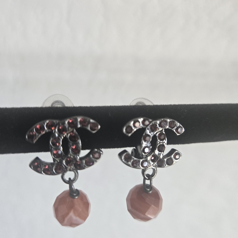 Chanel Red Crystal Earrings - Picture 6 of 8